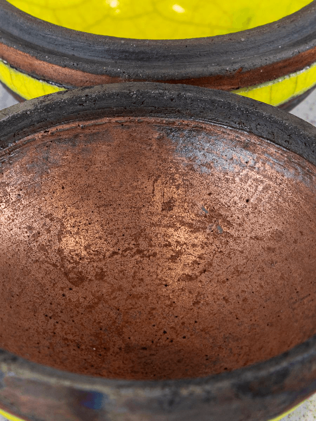 Lidded box Raku Small Copper and Yellow