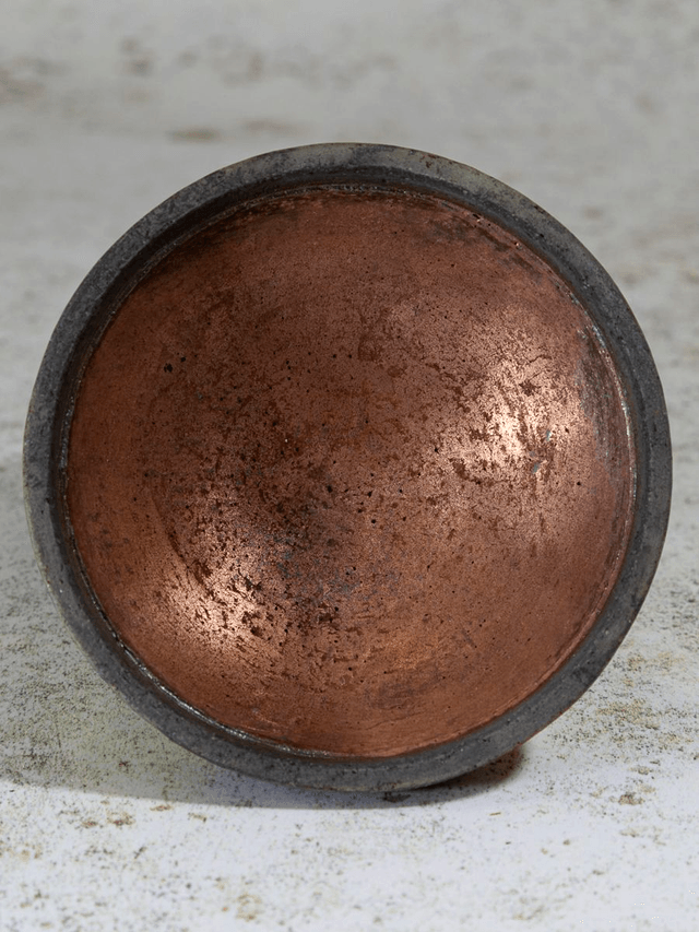 Lidded box Raku Small Copper and Yellow