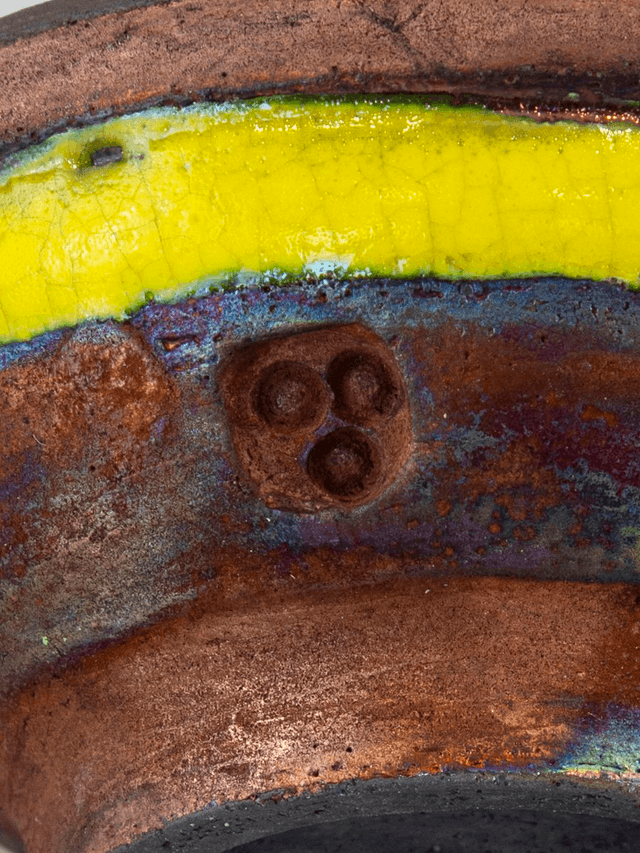 Lidded box Raku Small Copper and Yellow