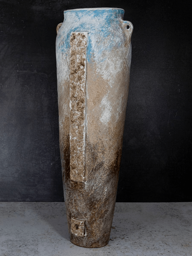 Vase thrown and coiled with 2 lugs