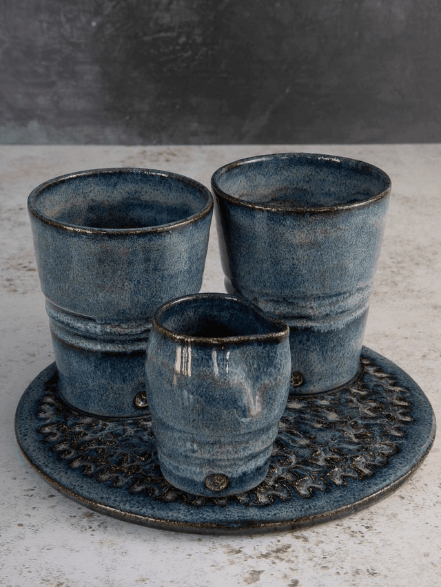 Coffee mug set with milk jug and tray